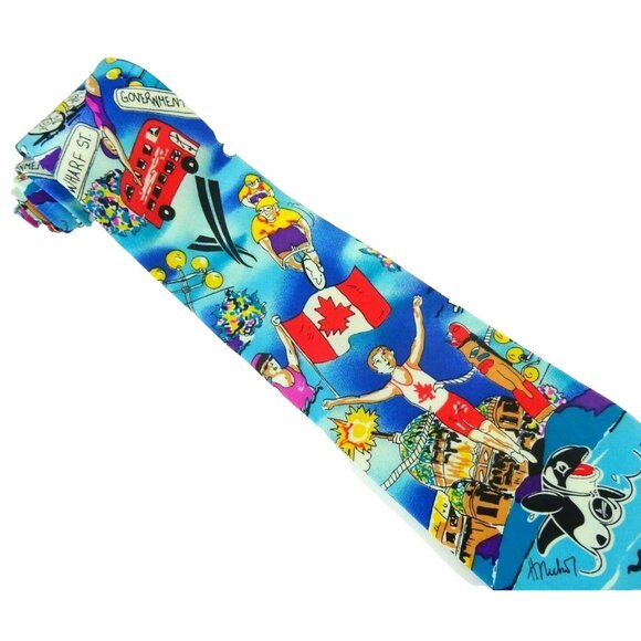 Heather Nichol Canada Sports Silk Tie Canadian Patriotic Necktie - Picture 2 of 4